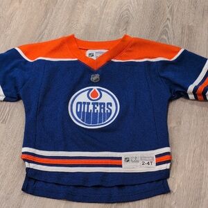 Reebok Blue and Orange Oilers Kids Jersey
